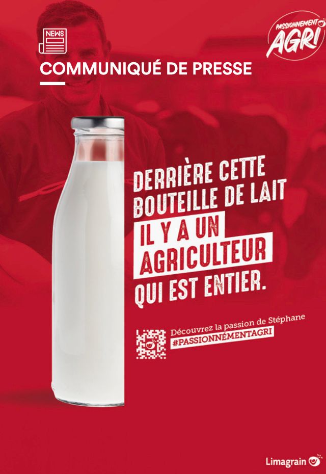 Vignette rouge avec une bouteille de lait pour la campagne Limagrain